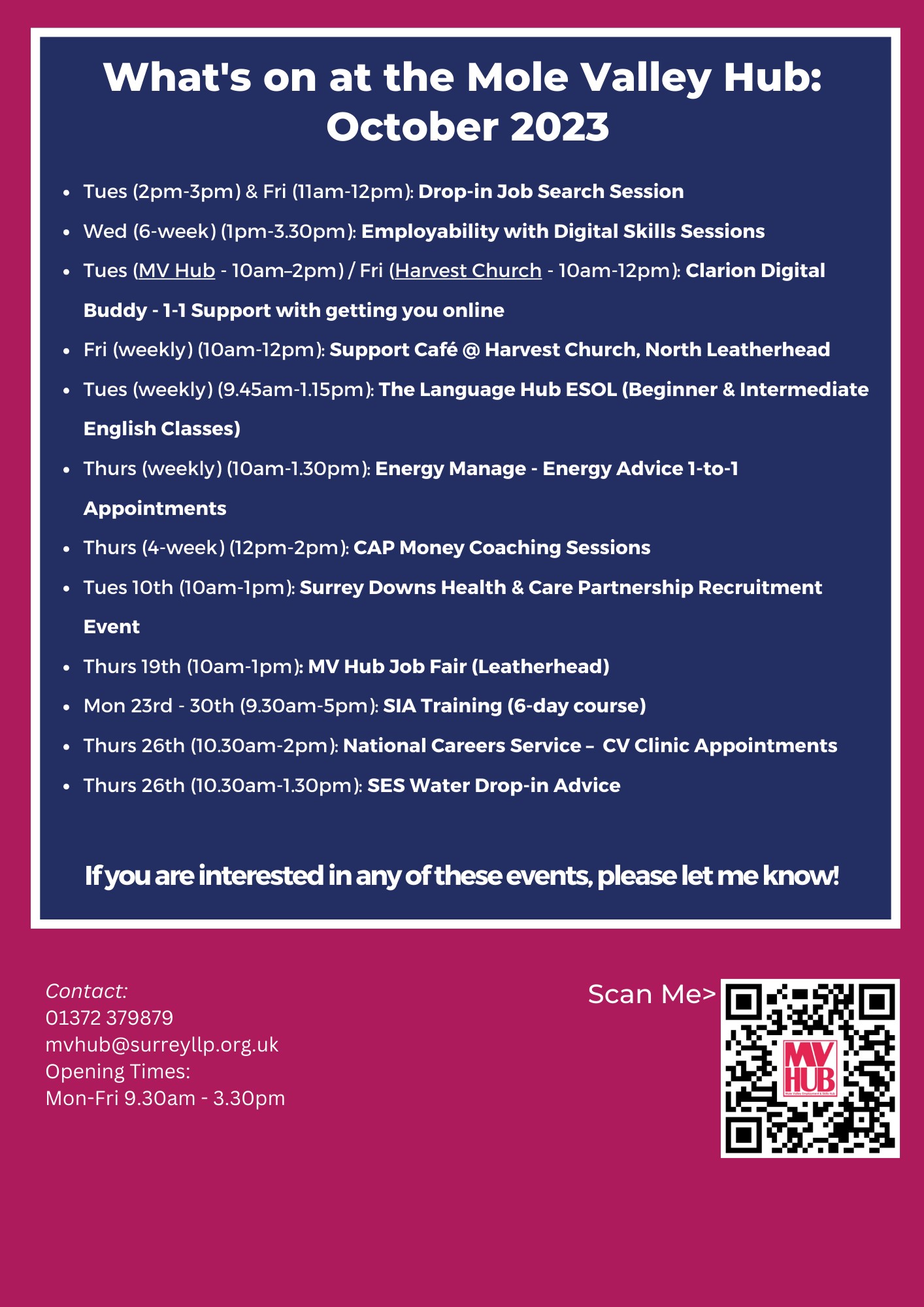 What's On Mole Valley Hub, October 2023 Newdigate Parish Council